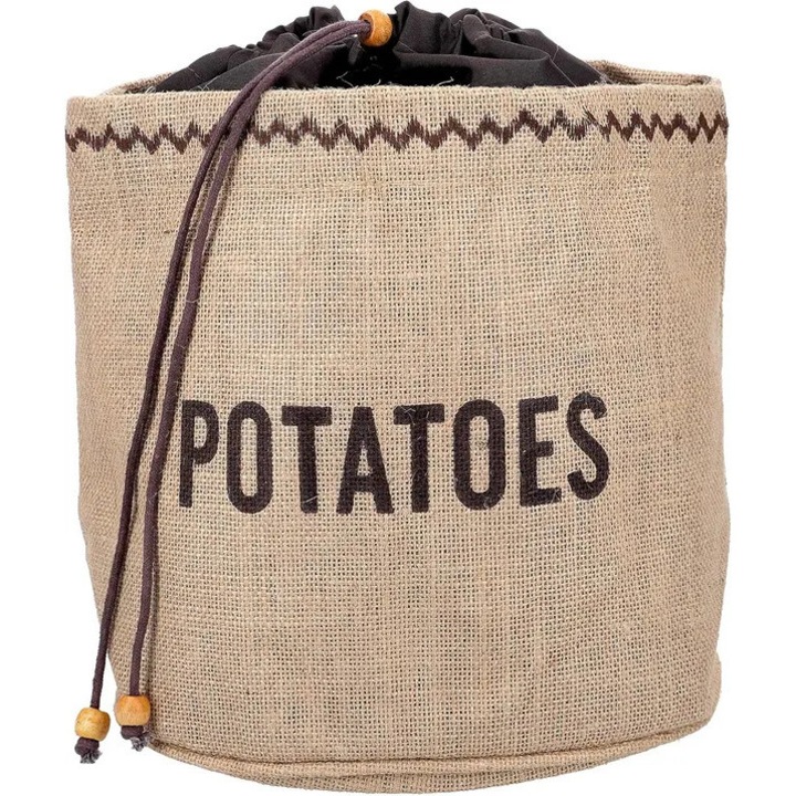 Sac din iuta pentru legume 31CJ-K0274-260813-1875, cu inchidere cu snur, respirabil, reutilizabil, natural
