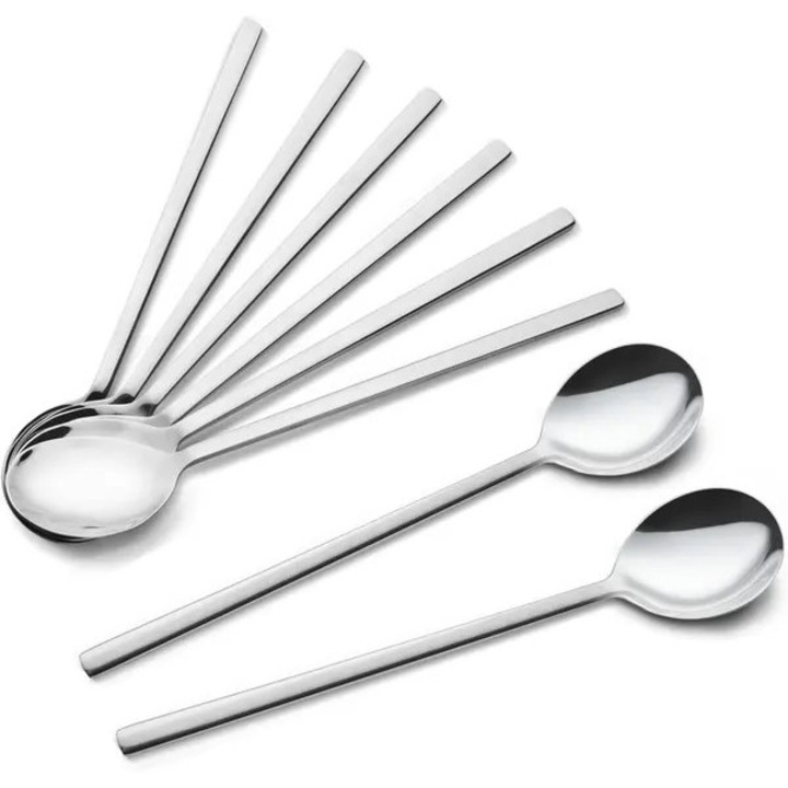 Set 8 linguri supa inox lungi 20.7x4cm argintiu