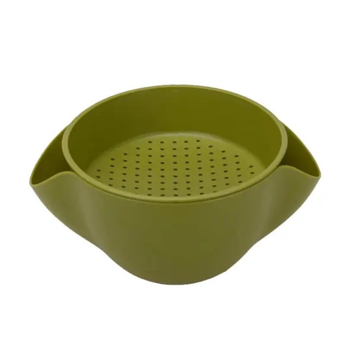 Bol pentru servire si strecuratoare, verde, 28.4x11.8x26cm, set
