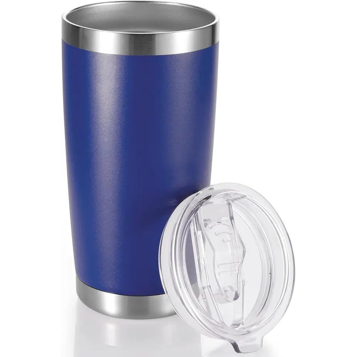 Cana termos inox 600ml negru izolat vid, capac etans