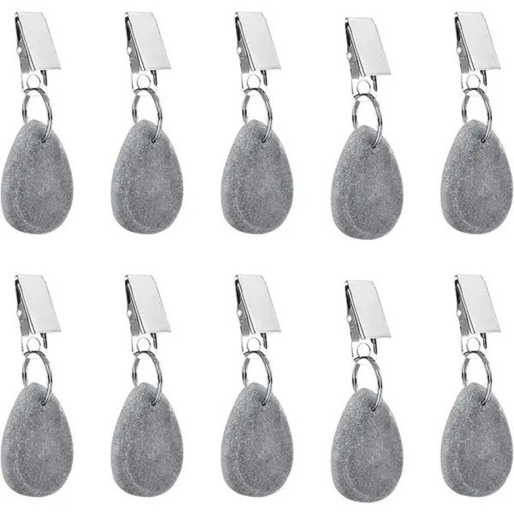 Set 10 greutati pentru fata de masa, marmura naturala, gri, 4.5x3.5x1cm