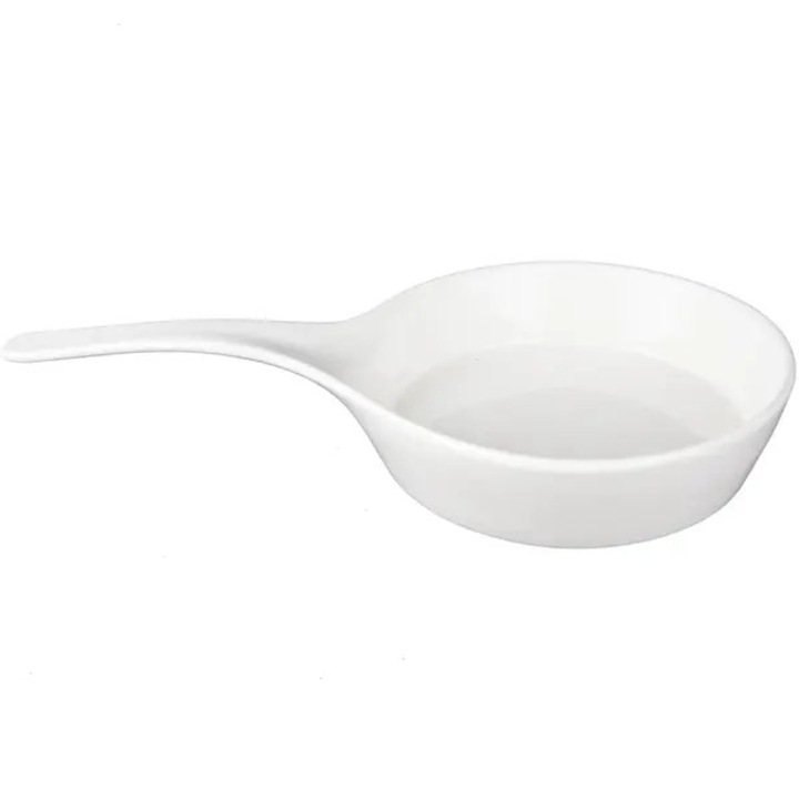 Set 4 farfurii rotunde din portelan crem 26x14.5x4cm cu maner