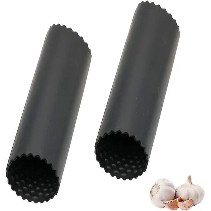 Curatator usturoi set 2 buc silicon negru 14x4cm