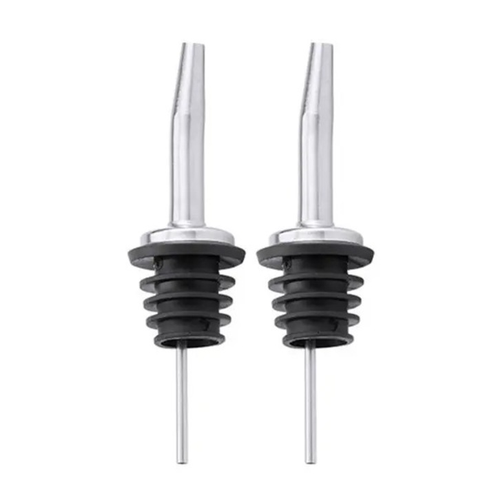 Set 2 picuratoare din otel argintiu negru pentru sticle 35cl-1l