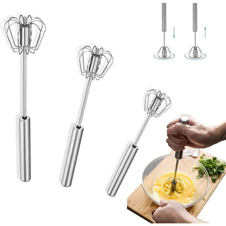 Set 3 teluri semi-automate din inox, argintiu, 25.5x5.5cm 31x6.5cm 35.5x7cm