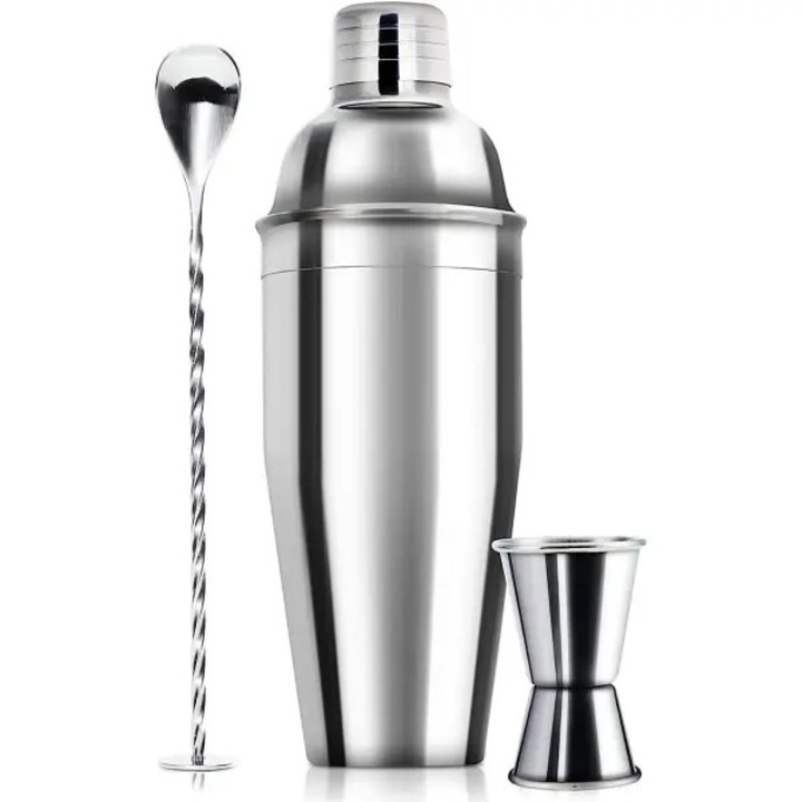 Set shaker cocktail 750ml inox 304 cu lingura si jigger 1oz
