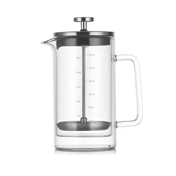 Infuzor Francez 600ml sticla borosilicata dublu perete transparent 19.5x9x9cm
