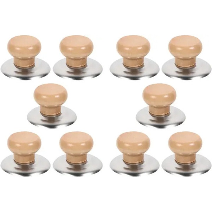 Set 10 manere si butoane din lemn pentru capace oale, rezistente la caldura, maro, universal