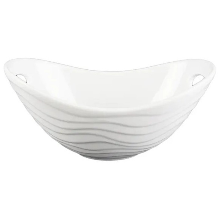 Set 4 boluri mari din portelan crem cu maner 22x13x10.5cm