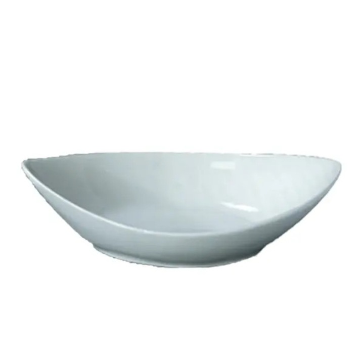 Set 4 boluri portelan, forma barca, alb, 25x15x6cm