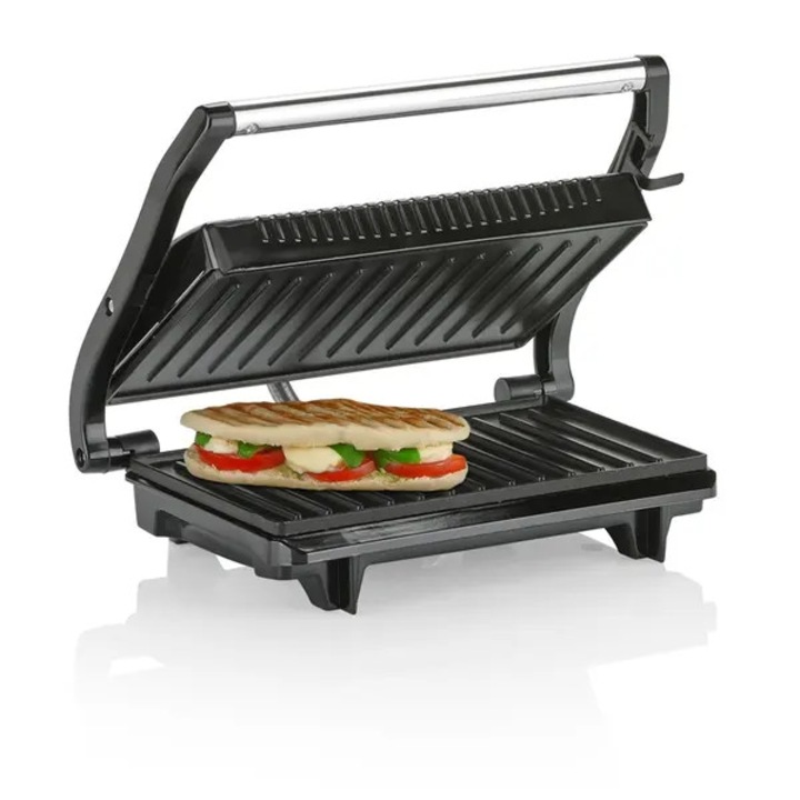 Gratar electric compact, 2 placi, otel inoxidabil, 22.5x14cm, 700W