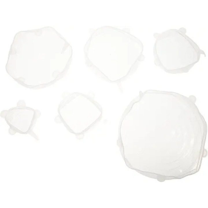 Set 6 capace flexibile din silicon, etanse, transparente, diverse dimensiuni
