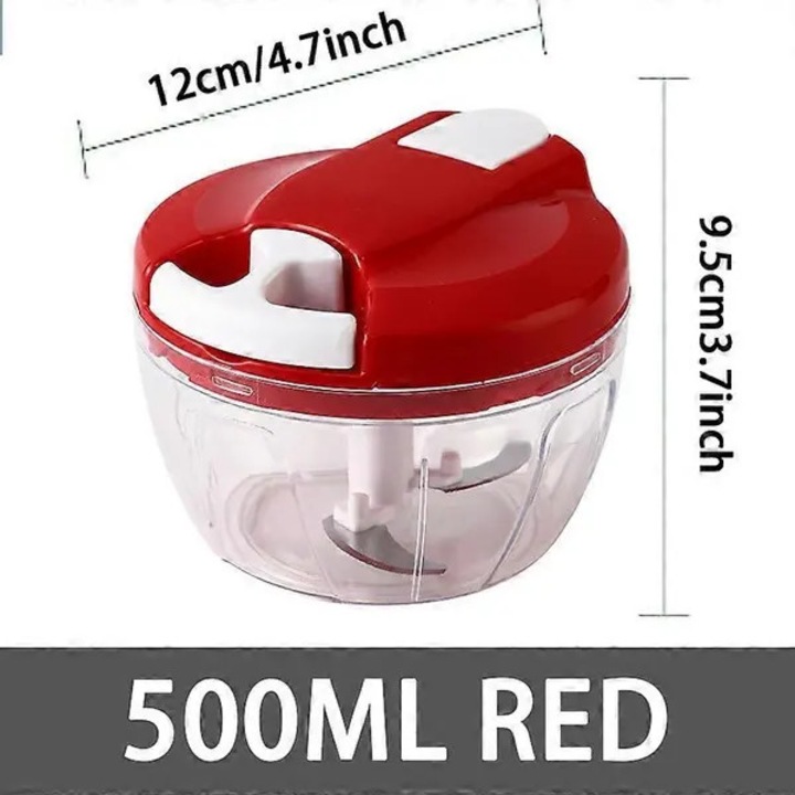 Tocator manual legume usturoi 500ml rosu 12.6x12.6x14cm