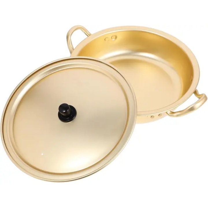 Tigaie ramen aluminiu galben 22cm cu capac, usoara si usor de curatat