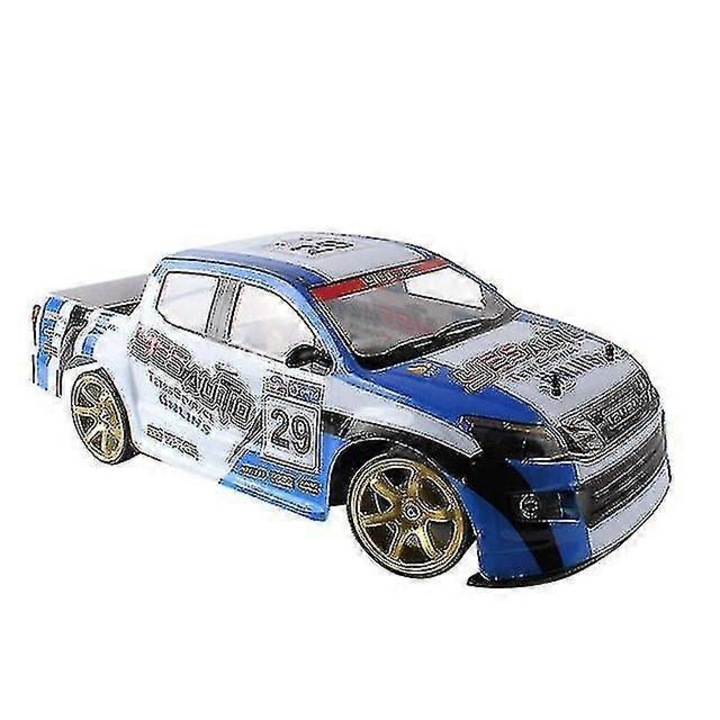 Távirányítós autó 1:10, 70km/h sebesség, dupla akkumulátor, LED, kék-fekete-zöld, 41x21x11cm