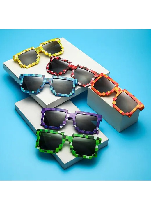 Set 6 ochelari soare copii pixel multicolor 14.4x4.9cm