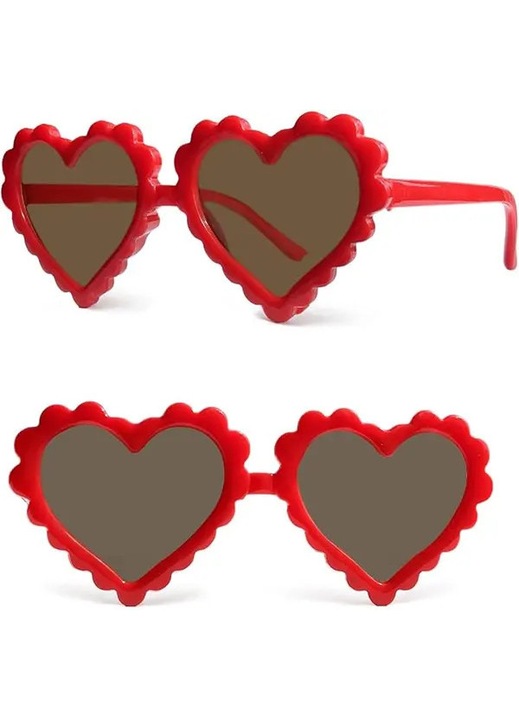 Ochelari de soare copii, inima rosie, set 2 bucati