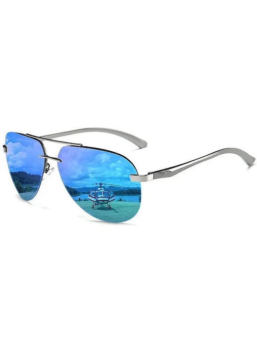 Ochelari de soare aviator polarizati, metalici, 63x51mm, unisex