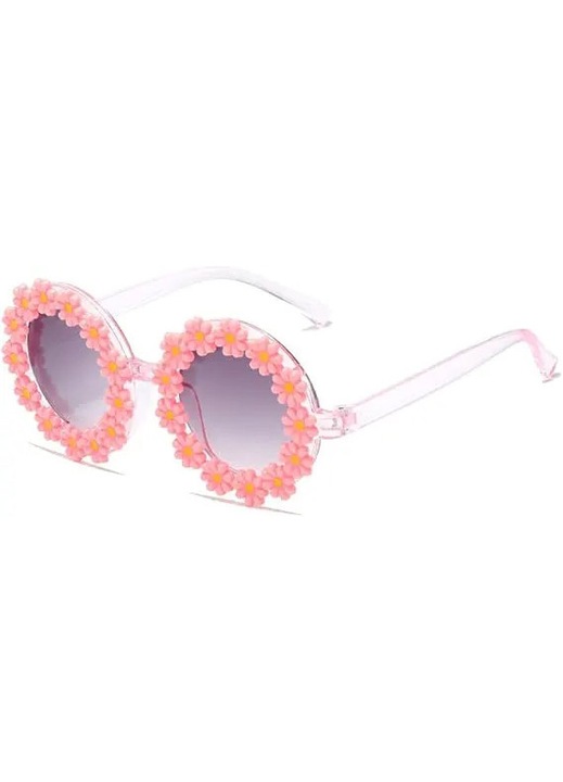 Ochelari de soare copii, rotunzi, flori, UV 400, multicolor, 5.4cm