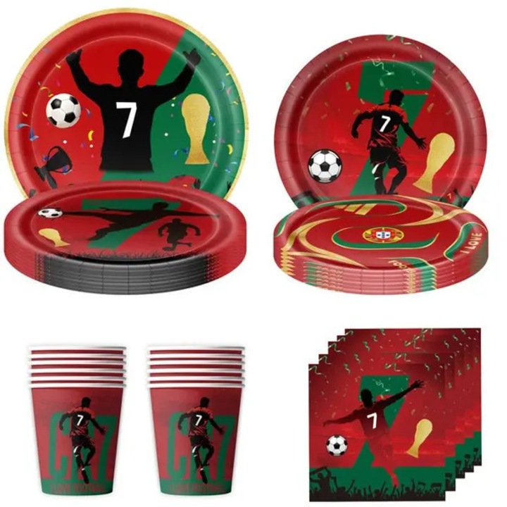 Set vesela petrecere fotbal 50 piese pentru 10 persoane multicolor