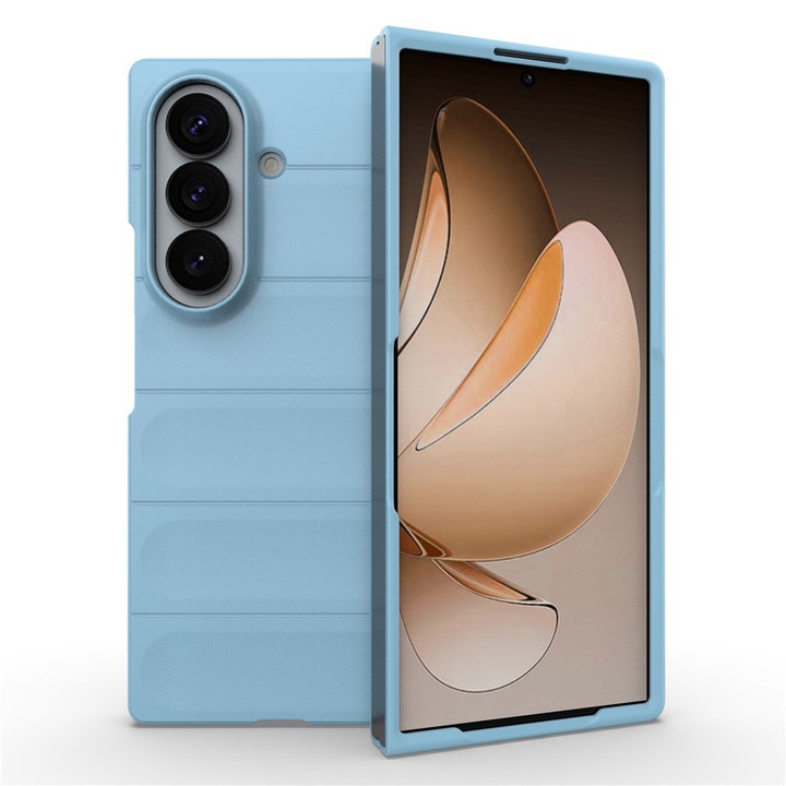Szilikon tok mikroszálas béléssel Samsung Galaxy Z Fold 8 Ultra készülékhez, katonai szintű ellenállás, ujjlenyomatmentes, rugalmas TPU, kék