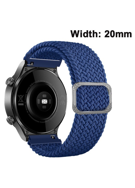 Curea de schimb elastica impletita, compatibila cu ceasul Samsung Watch, cu eliberare rapida, 20 mm (albastru)