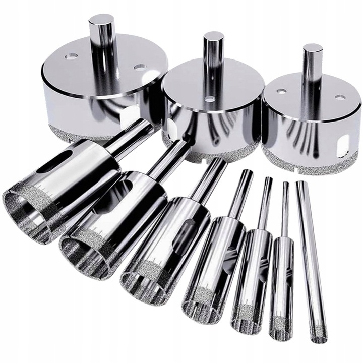 Carote diamantate, IMCHEX, set de 10, 6-68 mm, pentru gresie, sticla, placi ceramice, teracota, mandrina cu eliberare rapida, pentru utilizare uscata si