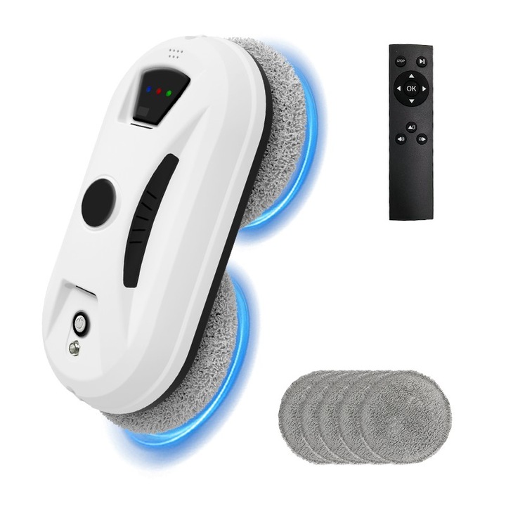 Robot Inteligent pentru Curatat Geamuri Gritual™, Navigatie Giroscop, 3000Pa, Telecomanda, 2 Moduri, Alb