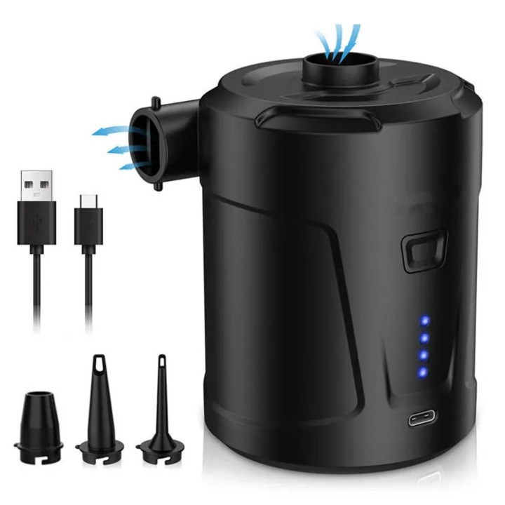 USB elektromos légpumpa, 5200mAh, 111x80x86mm, fehér