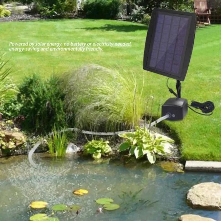 Pompa aer acvariu solara, ABS, 9.1x17x2.1cm, 1800mAh, alb
