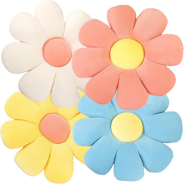 Set 4 perne decorative floare, multicolor, 46x46cm