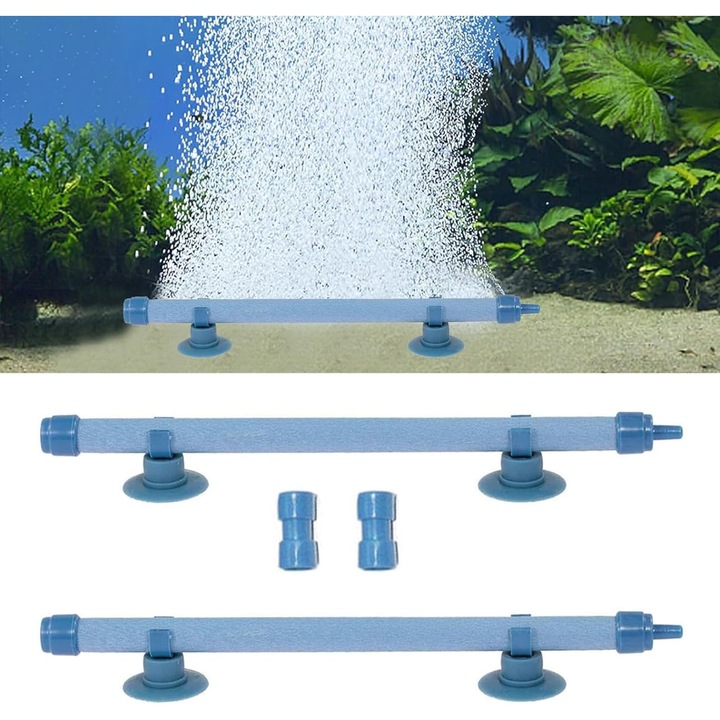 Set 2 tuburi aer acvariu 18cm albastru cu ventuza