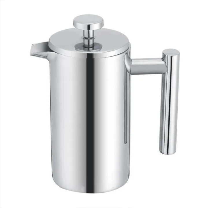 Cafetiera piston, 350ml, otel inoxidabil, dublu perete, argintiu, 7.5x17cm
