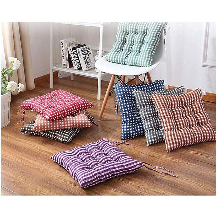 Set 6 perne scaun, 45x45x5cm, multicolor, cu bretele captusite
