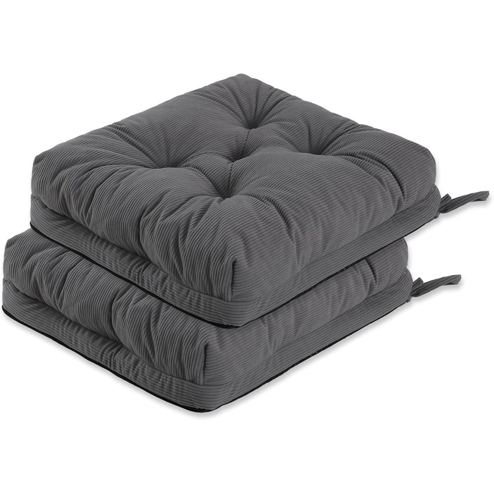Set 2 perne scaun 40x40x10cm spuma memorie gri ergonomic respirabil