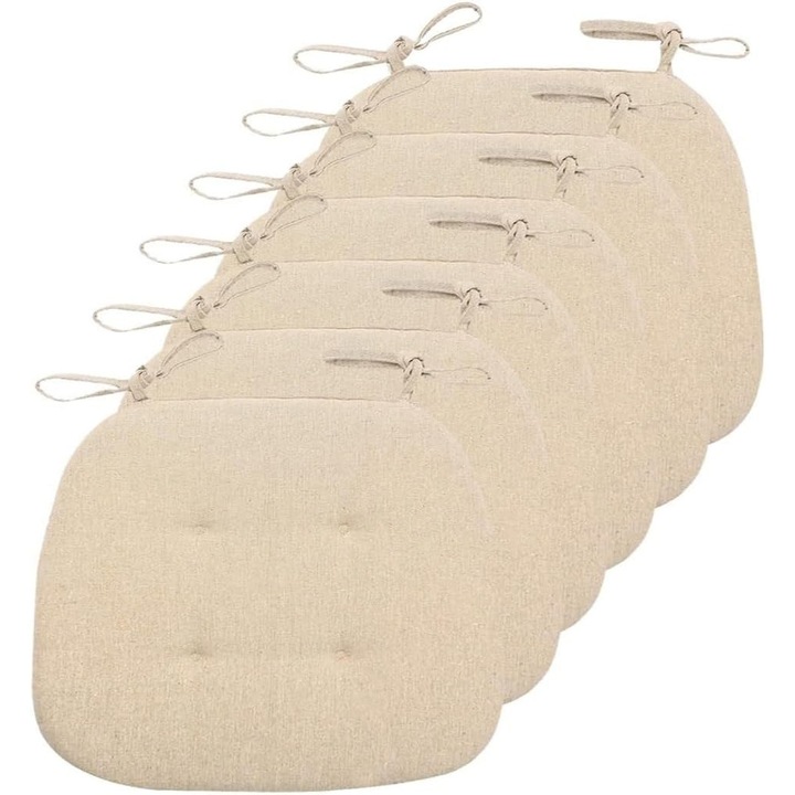 Perne scaun trapez, 43x41cm, bumbac si in, bej, set