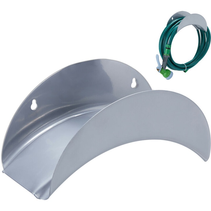 Suport metalic perete pentru furtun 1/2 inch 30m gri 13x28x13cm