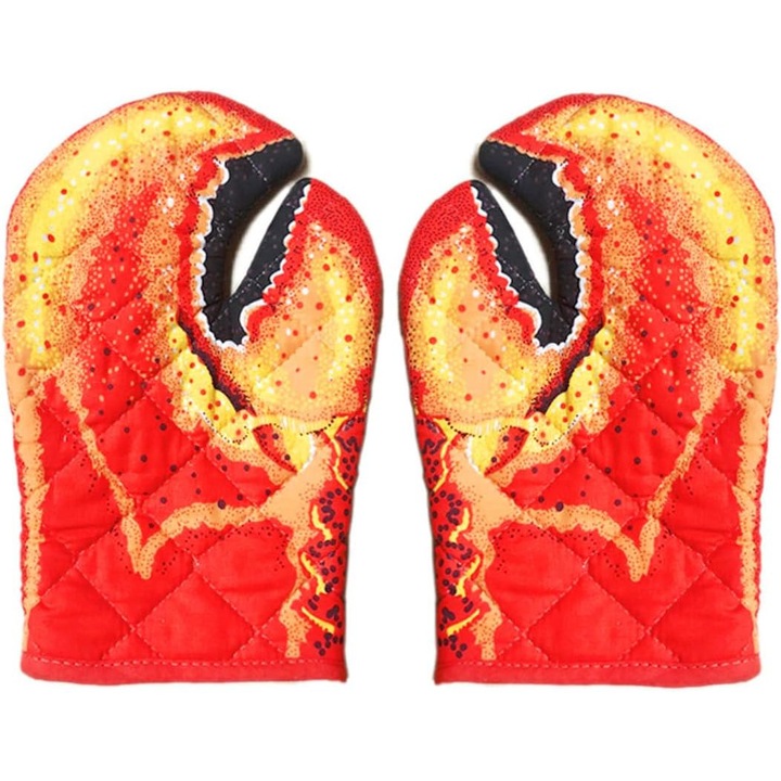 Konyhai kesztyű, pamut, rákolló forma, hőálló, univerzális méret