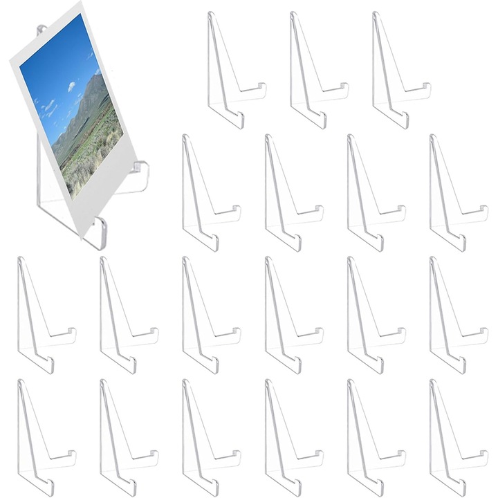 Set 20 suporturi carduri acrilice aurii 8.5x5cm compacte stabile