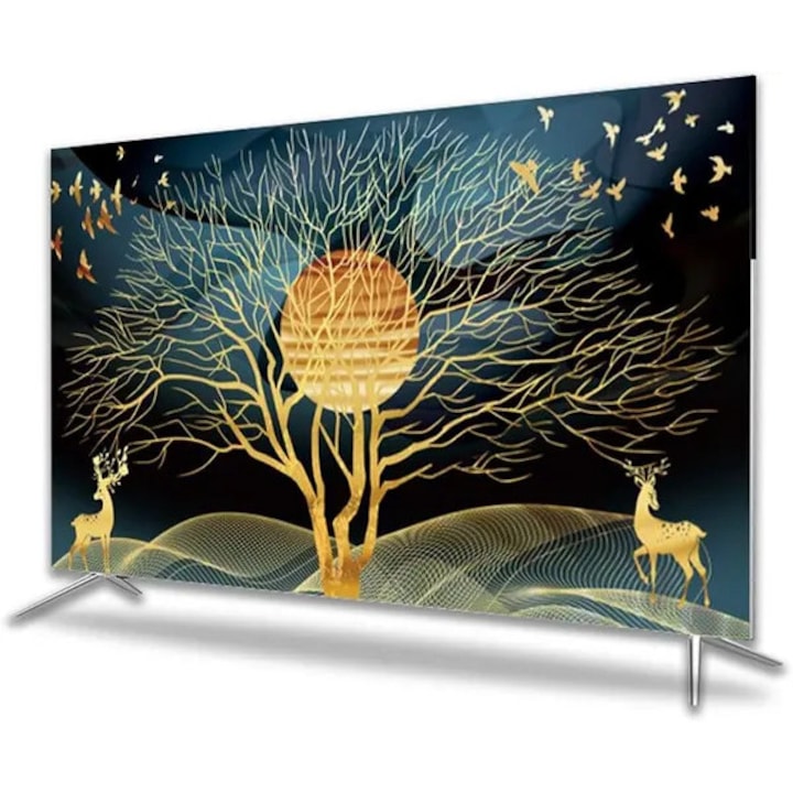 Husa universala pentru televizor 50x52 inch, poliester, protectie ecran, model decorativ