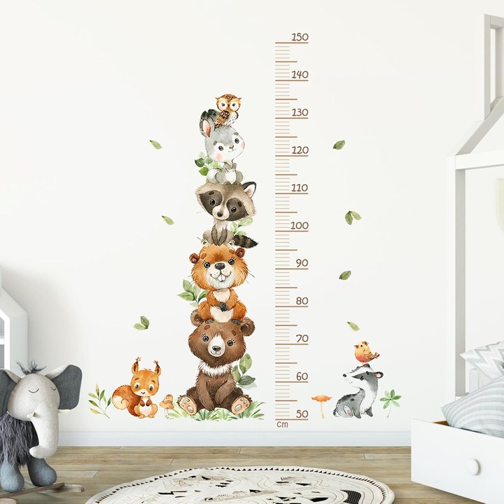 Sticker mural toise copii animale padure 81x102cm multicolor PVC