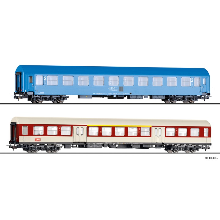 Set de doua vagoane calatori CFR + BDZ, Amintiri Feroviare, H0, 22006, 564 mm lungime, 14+