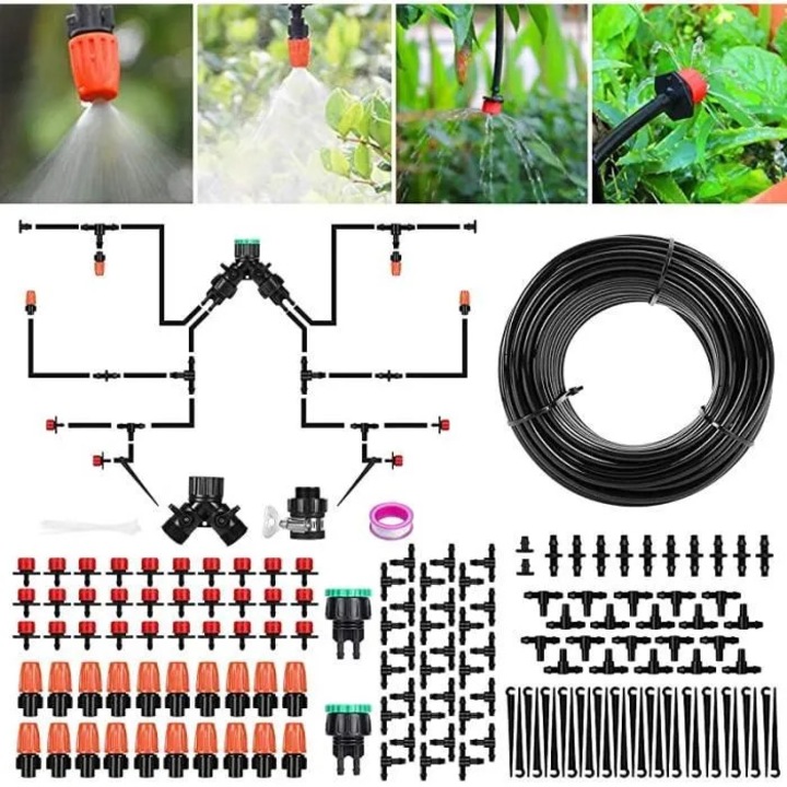Kit irigare automat 30m, picurare, negru