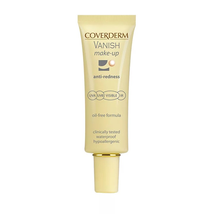 Coverderm alapozó, Vanish 05, normál bőrtípusra, SPF50, tartós smink, 9 árnyalatban