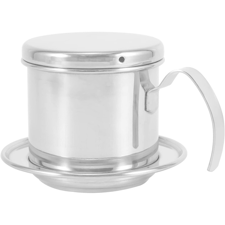 Cafetiera vietnameza cu filtru fin, inox, compacta