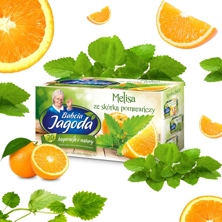 Babcia Jagoda gyümölcs- és gyógynövénytea, narancs íz, 20 tasak, koffeinmentes