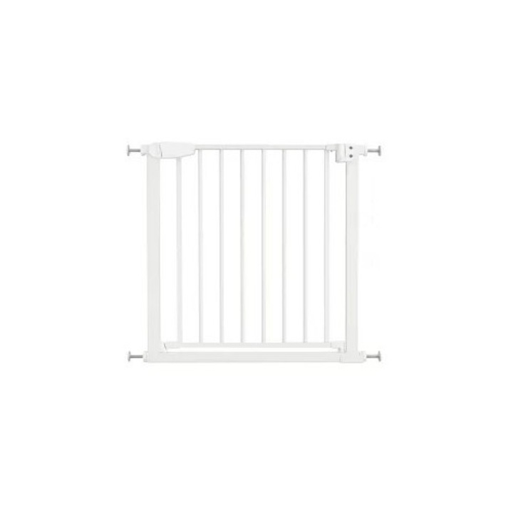 Poarta de siguranta copii Kidizi Rexa alb, reglabila 75–82 cm, montaj prin presiune, inchidere automata, certificata EN 1930