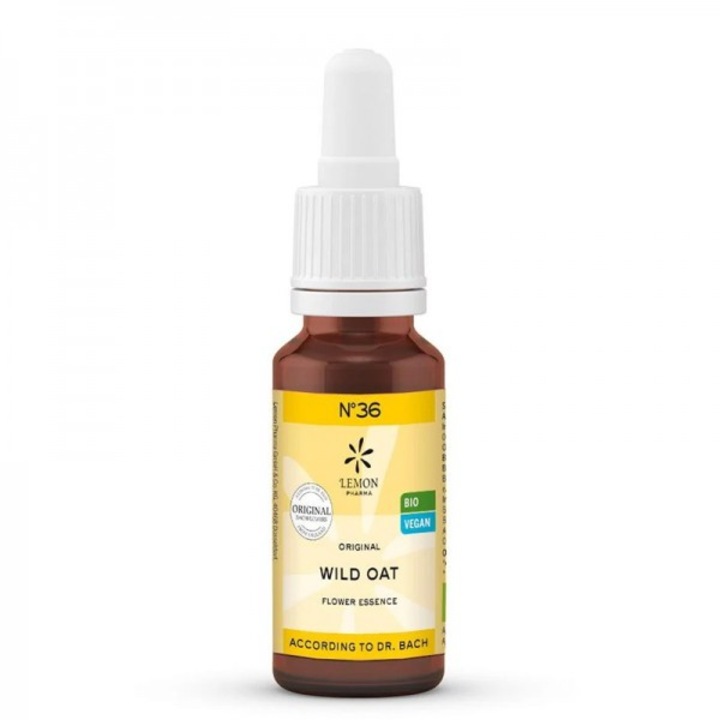 Хранителна добавка Lemon Pharma, Цветна есенция Див овес (Wild Oat) N°36 – Ясна посока и смисъл при житейско лутане, 20 ml капки