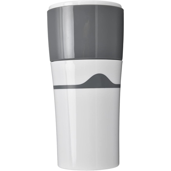 Cafetiera portabila 450ml compacta alb gri 18x8.6cm