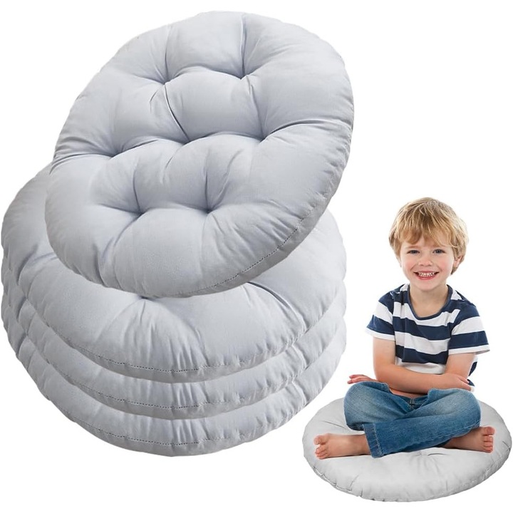 Set 4 perne rotunde pentru scaun, multicolor, 38x38cm